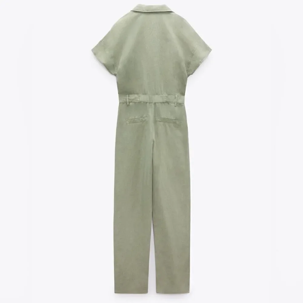 Zara Linen Blend Jumpsuit Rustic New